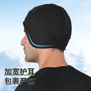 Outdoor Cycling Fleece Hat <b>Black</b> Windproof Warm Winter Headwear For <b>Men</b> Solid Color Tactical <b>Cap</b> Adult Size - Product Image 2