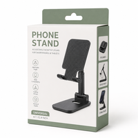 Boîtes d'emballage rigides écologiques personnalisées pour supports de téléphone et accessoires d'appareil photo, logos personnalisés, emballage élégant avec étiquette suspendue