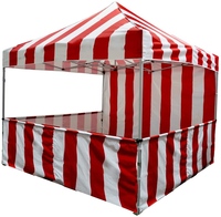 Mini Tente de Promotion Rouge et Blanche à Rayures, Tente de Salon Commercial Pliante, Gazebo Extérieur Robuste en Aluminium, Auvent Pop-up