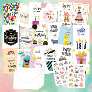 Cartoline di auguri assortite di varietà all'ingrosso personalizzate <span class=keywords><strong>carta</strong></span> da stampa grazie cartolina di buon compleanno con <span class=keywords><strong>buste</strong></span> <span class=keywords><strong>e</strong></span> adesivi - Product Image 1