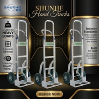 Chariot à main et chariot de transport robuste en alliage d'aluminium avec monte-escalier, haute capacité de charge, pliable, empilable, durable, pour le stockage