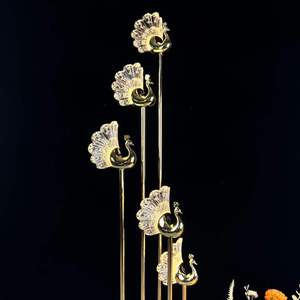 Adornos para Boda, Estilo Clásico, Pavo Real Dorado Luminoso, Decoración para Pasillo de Boda, Hotel, Recepción, Escenario, Arreglo Fotográfico - Product Image 3