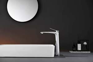 Đòn bẩy duy nhất Brass boong-Mount lưu vực vòi cao/Ngắn chống giật gân nóng/lạnh Mixer dịu dàng rửa tay cho phòng tắm gốm - Product Image 5