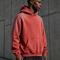 Ensemble homme streetwear rétro oversize délavé à l'acide avec logo personnalisé : sweat à capuche vierge et pantalon de survêtement ample