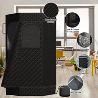 Cabina de Sauna de Acrílico Negro con Ventanas, Control por Computadora, Vapor Húmedo de 850-1000W, 110V 220V 240V, Repuestos Gratuitos, 7.5kg