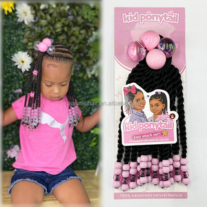 Extensión de pelo para niños Vivian con lazo y cuentas, accesorios de cuentas para el cabello para niños, coleta trenzada para niñas - Product Image 3