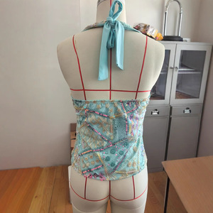 Anszktn áo ba lỗ không tay cổ chữ V thường ngày cho nữ áo ba lỗ dài ngắn logo đính cườm phía trước đính cườm - Product Image 5