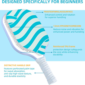 Ensemble de raquettes de pickleball avec <span class=keywords><strong>face</strong></span> en fibre, noyau en nid d'abeille polymère, incluant balles intérieures/extérieures, bandes de grip et <span class=keywords><strong>sac</strong></span> à <span class=keywords><strong>dos</strong></span> - Product Image 2