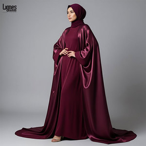 Abaya ouverte islamique <span class=keywords><strong>en</strong></span> satin, <span class=keywords><strong>robe</strong></span> <span class=keywords><strong>de</strong></span> <span class=keywords><strong>soirée</strong></span> longue et modeste <span class=keywords><strong>pour</strong></span> femmes musulmanes, avec <span class=keywords><strong>hijab</strong></span>, <span class=keywords><strong>pour</strong></span> les musulmanes européennes - Product Image 1