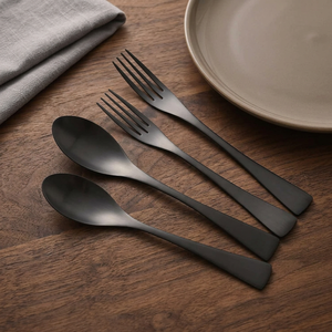 Ensemble de couverts en acier inoxydable noir, finition miroir, couverts modernes pour la table, pour la maison, le restaurant, l'hôtel, les fêtes, les mariages, les cadeaux - Product Image 6
