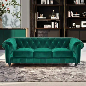 ספה מלבנית בת שלושה מושבים עם עיצוב מסורתי עבור מלונות סלון קניונים וילות קטיפה ספה איכותית - Product Image 2