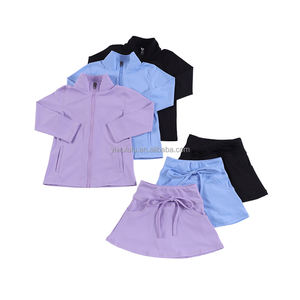 OEM & ODM, детская юбка для йоги и куртка для девочек, комплект из 2 предметов для йоги, топы для фитнеса, спортивные костюмы, комплект для занятий йогой, детская одежда - Product Image 1