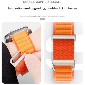 Cinturino in Nylon di alta qualità per orologio Apple <span class=keywords><strong>Watch</strong></span> <span class=keywords><strong>9</strong></span> 8 7 6 5 SE Ultra 49mm regolabile in Nylon elastico traspirante - Product Image 3
