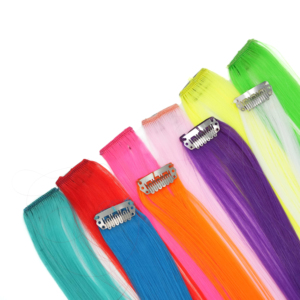 Extensions de cheveux synthétiques à clips pas chères, cheveux raides colorés, fibre haute température, faciles à poser pour les débutants, pour les fêtes - Product Image 3