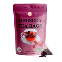 Thé au Hibiscus Frais Ekon en Sachets (20 Sachets) – Boisson Naturelle aux Fleurs de Hibiscus, Saveur Herbacée Naturelle