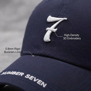 Casquette de baseball personnalisée OEM ODM avec logo brodé, motif numéro 7, fabricant streetwear et outdoor, faible MOQ, échantillon - Product Image 3