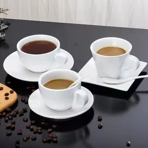 Ensemble de tasses à café en céramique blanche pure, design minimaliste moderne, style européen, <span class=keywords><strong>tasse</strong></span> à cappuccino et latte, capacité 200 ml-500 ml, latte art - Product Image 1