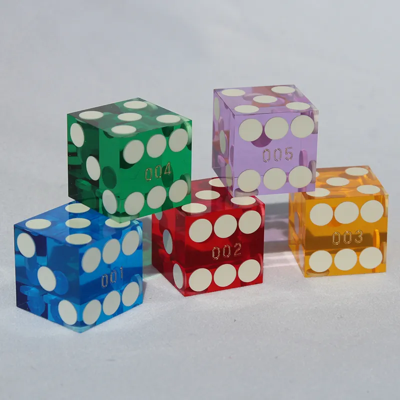 Jeu de 5 dés de Casino assortis avec numéros de série, dés personnalisés en acrylique de 19mm