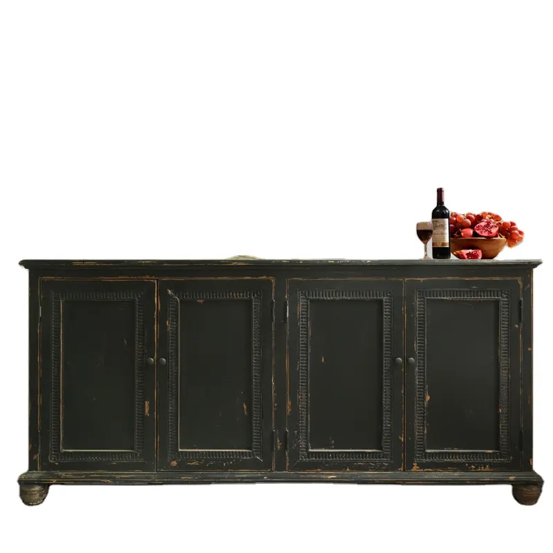 European style antique wooden hand carving sideboard cabinet furniture