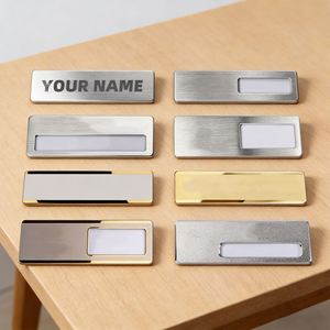 Strong Magnetic Reusable Modern Gold Silver Plated Uv Printed <b>Plates</b> Metal Custom Logo <b>Name</b> Tags Badge Holder Sublimation - Product Image 1