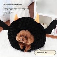 Coussin carré en velours pour animaux de compagnie, chaud et douillet, motif de Noël amusant, entièrement fermé, pour chiens et chats, vente en gros