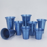 Tasse de fête colorée personnalisée en usine tasse à boire en aluminium jetable promotionnel gobelet bière métal réutilisable tasses de camping en aluminium