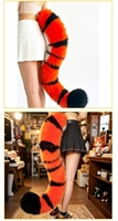 Accessoire de costume de cosplay en fausse fourrure queue de tigre, queue d'animal rayée en peluche moelleuse pour Halloween, carnaval, spectacle d'anime, fête