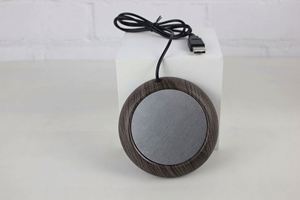 Personalized Modern USB Cup Warmer Coaster-Wood Grain Candy Pattern Coffee <b>Mug</b> Heater Pad for Desk Tea Beverage Warmer for - Product Image 4