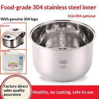 Casserole intérieure universelle en acier inoxydable 316/304 pour cuiseur à riz sans alimentation, 2L 3L 4L 5L, revêtement triangulaire en demi-sphère