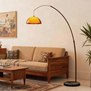 Lampadaire moderne AB AModern Arc avec abat-jour en dôme ambré, sur pied, pour salon, canapé, lecture - Product Image 6