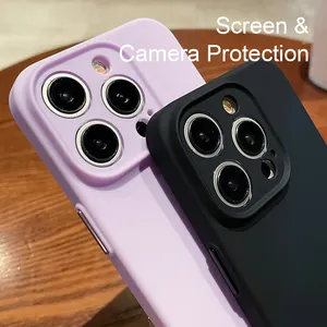Translucent Frosted Metal Button Mobile Phone Case With PC Plastic Camera Lens Protection Mobile Phone Cases Accessories