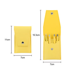 Juego de pinzas y tijeras para cejas de acero inoxidable de 4 piezas profesionales con logotipo personalizado, juego de pinzas para cejas en bolsa de cuero PU - Product Image 5