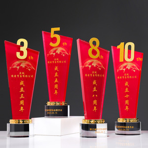 Trofeo de Cristal 80x100x290mm Grabado con Láser Impresión Digital Duradero Regalo Empresarial para Celebración de Aniversario de Empresa - Product Image 2