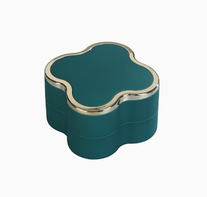 Custom Logo Luxury Clover Shaped Leather and velvet Jewelry <b>Box</b> Elegant Gift <b>Box</b> for Engagement Rings - Product Image 2