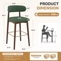 Tabourets de bar modernes en bois massif et métal, design ergonomique, construction durable, résistants à l'eau, pour salle à manger et salon commerciaux