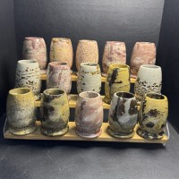 Jarrón de Jaspe con Diseño de Paisaje Tallado a Mano, Jarrón de Piedra Natural en Forma de Reloj de Arena, Decoración para el Hogar y Escritorio, Venta al Por Mayor