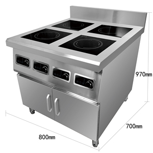 Table de cuisson à induction haute puissance 3500W*4 ou 5000W*4, usage commercial intensif, avec 4 zones/brûleurs, technologie demi-pont AM-TCD402C AM-T - Product Image 3