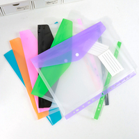 Gran oferta, carpeta de archivos transparente A4 personalizada, bolsa de documentos, cierre de hebilla de PP, sobre colorido para papelería escolar