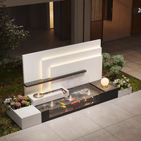 Écran d'eau métallique sur mesure pour patio extérieur de villa, rideau mural cascade en acier inoxydable pour aménagement paysager extérieur