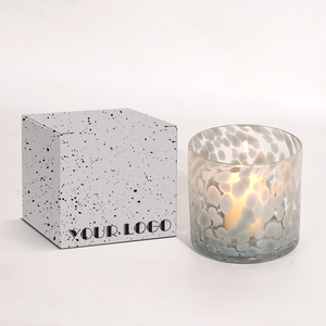 High-value Creativity Luxury Different Colors Leopard Texture Glass Candle Jar Hand Blown Candle Jar with Packaging Gift <b>Set</b> - Product Image 5