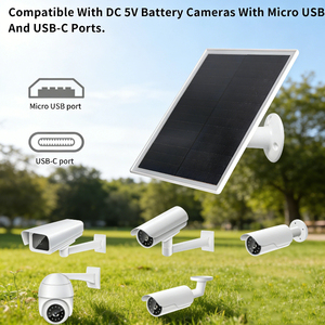 Panel Solar ALECTER Duradero de 8W de Alta Eficiencia para Cámara de Seguridad, IP66 Impermeable, 360° Soporte Ajustable con Doble Puerto USB-C y Micro - Product Image 3