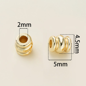 Three Layer Spacer Beads Barrel Shape <b>Copper</b> Plated 14K Gold Silver For <b>Bracelet</b> Making Jewelry Findings Components - Product Image 2