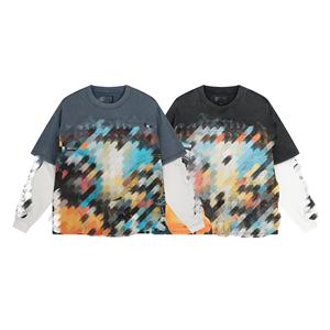 T-shirt <span class=keywords><strong>GOD</strong></span> American SPEED Streetwear <span class=keywords><strong>Rock</strong></span> Retro con Stampa di Lettere, Effetto Lavato e Consumato, Oversize, Manica Lunga, 100% Cotone, Stile Hip Hop - Product Image 1