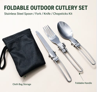 Ensemble de couteau, fourchette et cuillère multifonctionnel pliable, écologique, design moderne, en acier inoxydable, portable, pour le camping en plein air