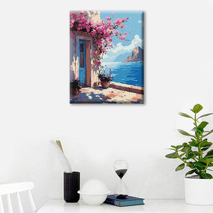 Peinture <span class=keywords><strong>de</strong></span> paysage par numéros 40x50 Sea Island Cottage Kit <span class=keywords><strong>de</strong></span> peintures acryliques Peinture personnalisée par numéros pour décoration murale - Product Image 2