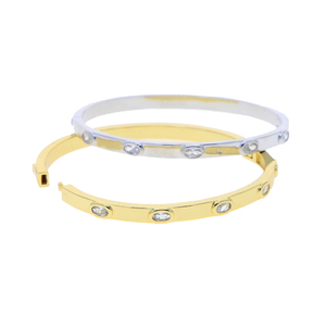 Cao đánh bóng hình bầu dục CZ Bangle Vòng đeo tay cho phụ nữ cô gái 5A Cubic Zirconia Thời Trang <span class=keywords><strong>Parry</strong></span> đồ trang sức - Product Image 2