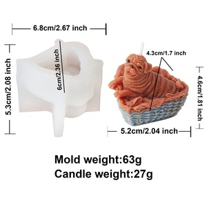 Stampo in Silicone per Candele a Forma di Orsetto con Bouquet di Fiori, Cane a Pelo Lungo Sdraiato, per Resina e Sapone, Decorazione Artistica Fai-da-Te - Product Image 6