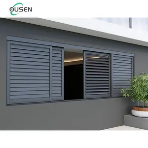 exterior aluminium adjustable sound absorbing louver window shade blind shutters glass with built in blinds