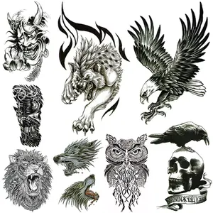 Hot Sale Stylish Animal Tattoo Sticker for Men and Women Tiger Owl Dragon Wolf Wildlife Printing Designs Body Art