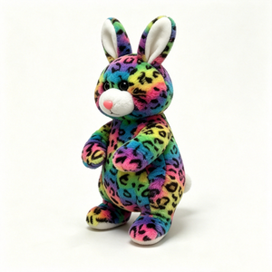 Peluche de conejo personalizado con estampado de leopardo arcoíris, conejo de peluche con estampado de leopardo colorido, peluche de conejo multicolor - Product Image 4
